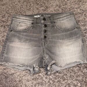 Mossimo size 4 gray Denim High Rise Shorts Womens button up
